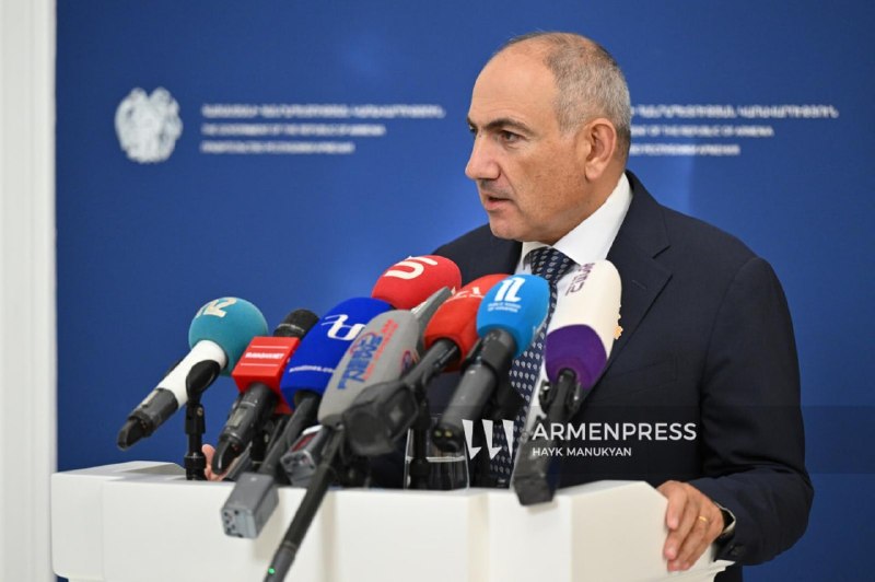 Премьер-министр Армении Никол Пашинян на брифинге о северном маршруте через Араратскую область